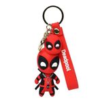 Super Hero Anime 3D Silicon Keychain With Bag Charm and Strap Gift, Item for Anime Fan Limited Edition (Deadpool-Strap)