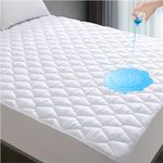 Twin Extra Long Size Waterproof Mattress Pad for College Dorm, Soft Mattress Protector for Twin XL Size Bed, 6-16 inches Deep Pocket Fitted Mattress Cover, White