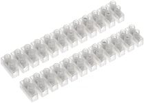 AUKENIEN 30A Electrical Connector Blocks 30 Amp 12 Way White Terminal Block Strip Electric Wire Connectors Choc Blocks Connecting for Wiring Cable (Pack of 2)