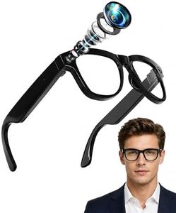 Coucur AI Smart Glasses with Camera, 8MP 4K Camera Glasses & 1080P Video Recording Glasses, ChatGPT Voice Assistant, 139 Languages Real-Time Translation, Open Ear Earbuds for Travel/Meetings/Vlog