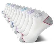 Reebok Women's Quarter Crew Socks - 12 Pack Performance Cushion Comfort Crew Socks - Athletic Socks for Women (4-10), White/Grey, 3.5-9 UK