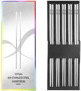 10 Pairs 304 Stainless Steel Chopsticks, Silver