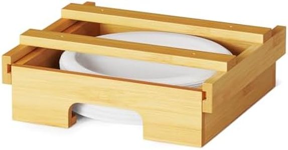 SpaceAid 8.5-inch Paper Plate Dispenser, Under Cabinet Bamboo Plates Holder, Kitchen Counter Vertical Plate Dipensers Holders Countertop Caddy (for 8.5 inches Plates, Bamboo)