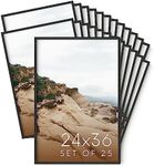 Haus and Hues 24x36 Black Oak Wood Picture Frames Set of 25 - Premium Bulk Picture Frames 24x36 Bundle - Elegant Gallery Wall Frame Set for Posters, Art Display - Ideal for Wall Decor in Home & Office