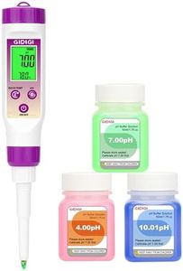 GIDIGI pH Meter Food Digital Electronic pH Tester for Fermentation 3*50ml pH Buffer Calibration Solution Kits Hot Sauce Food Tester Probe for Cheese Sourdough pH Temperature pH Test Strips for Acidity