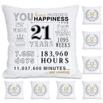 Mikccer 21st Birthday Gifts for Her, Birthday Presents Decorations Cushion Covers 18x18 Inches for Him, 21st Birthday Friendship Pillow Case for Women Men Brother Sister Friends(Double-Sided)