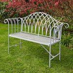 Home Source Garden Bench Metal Patio Chair, 2 Seater, Grey, 128cm