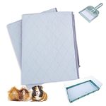 2 Packs 24 x 47” Guinea Pig Cage Liners,Small Animal Pee Pads,Pet Bedding Mat with Dust Pan Set for Bunny,Rabbit