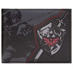 Nintendo Legend of Zelda Link Hylian Shield and Master Sword Wallet Bi-Fold ID & Card Holder, Black