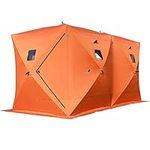 Summile 2/3/4/8 Person Ice Fishing Shelter Tent 300d Oxford Fabric Portable Ice Shelter Strong Waterproof Ice Fish Shelter for Outdoor Fishing (142x72x83inch)