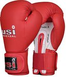 USI UNIVERSAL THE UNBEATABLE Lite Contest Pu Boxing Gloves for Men & Women with Moulded Foam Padding, Sweat Wicking Lining, Elasticated Hook & Loop Wrap Around Closure System (Red, 10oz)