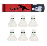 GRS® SC06 White Feather Shuttlecock (Pack of 6) for (Boys, Girl, Junior & Senior)