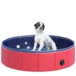 PawHut D01-003RD Folding Dog Bath Pool Pet Swimming Pool Puppy Bathing Tub Pet Supplies (Φ31.5, Red)