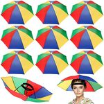 Panelee Rainbow Umbrella Hat for Adults and Kids, 10 Pieces, Waterproof and Lightweight