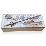 Wood Gone Fishing Box | Holds Coins - Keys - Wallet - Gift Card | Father's Day and Christmas Gift