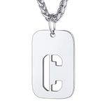 Richsteel Dog Tag Necklace for Men Women Initial C Letter Tags Necklaces with Chain