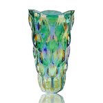 Eastern Rock Unbreakable Flower Glass Vase 3.5lb 9.5inch Sparkle vase Bohemian Style, for Centerpieces,Kitchen,Office, Living Room,Wedding,Gifts, Perfect Home Decor Glass Vase (Sparkle Green)