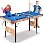 SereneLife 138cm Pool Table- Foldable & Portable Billiard Game Table- Very Sturdy, Includes Accessories- Pool Balls, Cue Sticks, Triangle, Brush, Chalk- Perfect for Kids & Adults for Home, Game Room