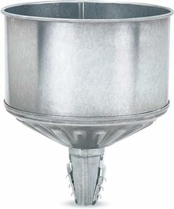 LUMAX LX-1708T Silver 8 Quart Galvanized Tractor Funnel with Locking Tabs and Removable Stainless Steel Screen. Heavy-Duty Construction for Rugged use. Has a Fluted Bottom to Prevent Swirling.