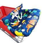 YaYa Baby Portable 2-in-1 Shopping Cart & High Chair Covers for Babies,Kids,Infants,Toddlers,Universal Size with Free Carry Bag (Navy Blue Dinosaur)