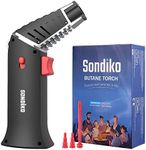 Sondiko Butane Torch, Blow Torch Lighter with Rotatable Torch Head, Safety Lock, Adjustable Flame for Creme Brulee, BBQ, Baking, Dab(Butane Gas Not Included)