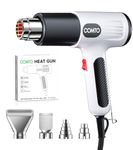 COMTO 1600W Heat Gun, Hot Air Gun with 2 Temp Settings, 4 Nozzles, Overheat Protection, for Shrink Tubing, Shrink Wrap, Crafting, Resin, and DIY Projects - White