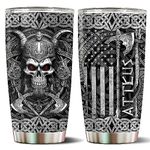 WONWIX Personalized Viking Gifts for Men Dad 20oz Stainless Steel Insulated Coffee Cup Travel Mug Thermos Tumbler with Lid Christmas Birthday Fathers Day Valentine Gift for Husband Son Boy