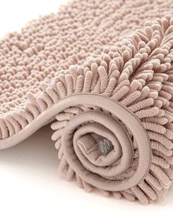 DEXI Bathroom Rugs, Non-Slip Bath Mat, Thick Soft Absorbent Chenille Bath Rug, Machine Wash Dry Bath Mats for Bathroom,Tub, Shower Room, 16"x24", Beige