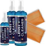 ULTRAVUE Gel Lens Cleaner Kit - 2 x 8oz and 1 x 2oz Eye Glasses Cleaner Gel Spray + 2 Microfiber Cleaning Cloths - Safe for All Lenses (AR Coated Included), Eyeglasses and Screens - Cobalt