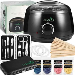 Waxing Kit For Women - Wax Warmer - Home Waxing Kit For Hair Removal - Manicure Set Included for Perfect Salon Hair Removal Results for Women & Men (UK Power Adaptor)
