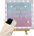 LED Gradient Felt Letter Board Sign Lights, 10in × 10in Changeable Message Board with 470 Black & White Pre-Cut Letters for Christmas Birthday Gifts Baby Showers Wedding Party Decor