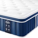 TeQsli 4FT6 Double Mattress, 10.6 Inch Memory Foam Sprung Hybrid Mattress 9-Zone Orthopedic for Pressure Relief & Edge Support - Medium Firm with Skin-Friendly Fabric 135x190x27cm
