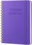 Fitness Journal-Workout Journal for Women & Men, Hard Cover Leather Fitness Planner, Workout Log Book With Gym Goals, Calendar, Progress Tracker, A5-5.7" x 8.3" - Purple