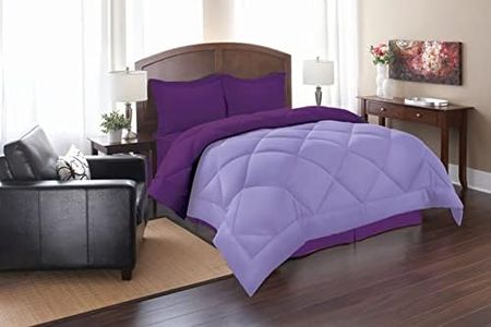 Elegant Comfort Goose Down Alternative Reversible 3pc Comforter Set, Full/Queen, Lilac/Purple