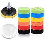 15 Pcs Car Polishing Pads for Drill, Car Polishers and Buffers Sponges Wool Buffing Pads, for Cordless Screwdrivers, Polishing Machines, Auto Polisher, Sanding, Waxing, Drill Attactment