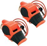 Fox 40 Sonik Blast Cushion Mouth Group Sports and Safety Loud Whistle with Lanyard, Orange & Black (2 Pack)