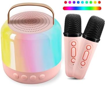 OBLEGY Mini Karaoke Machine for Kids and Adults, Portable Karaoke Machine with 2 Wireless Microphones, Karaoke Mics Speaker Machine with Disco Lights for Girls Boys Family Home Party Birthday