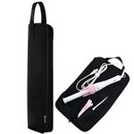 CASE STAR Universal Curling Iron Cover Sleeve Added Cable Holder for Hair Styling Tools Storage Flat Iron Travel Case Bag Hair Straightener Roll Bag Flat Iron Case-Black (Black)