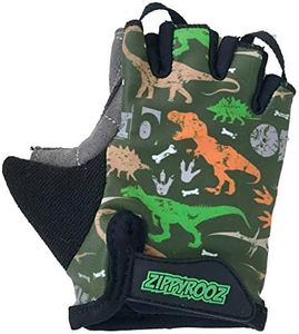 ZippyRooz Toddler & Little Kids Bike Gloves for Balance and Pedal Bicycles (Formerly WeeRiderz) for Ages 1-8 Years Old. 6 Designs for Boys & Girls (Dinosaurs, Little Kids Large (5-6))