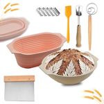 Sourdough Bread Baking Supplies,Foldable Silicone Banneton Bread Proofing Baskets,Complete Set for Bread Making With Essential Tools & Starter Kit,2 PCS 10 Inch Round & Oval,for Bakers Beginners