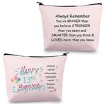 Happy 13th Birthday Gifts for Girls 13th Birthday Makeup Bag 13 Year Old Girl Birthday Gifts Daughter Turning 13 Gifts Cosmetic Bag (13th Birthday Bag)