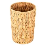 Rlosjin Wicker Trash Can Wicker Waste Basket Wicker Trash Can with Built-in Handle、Handwoven Water Hyacinth Trash, Bedroom Office Kitchen 100% Handmade