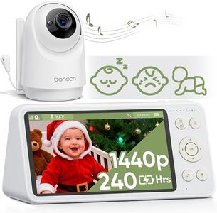 bonoch 5.5" 1440p Baby Monitor Pro No WiFi, 240H Long-Lasting Baby Camera Monitor, Smart Crying/Sleep Turnover/Motion Detects, Hack Proof, Remote PTZ, VOX Mode, 2-Way Talk, White Noise, Ideal Gifts
