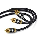 EMK RCA Y-Adapter Stereo Audio Cable, Subwoofer/Coaxial Audio Cable Superb Sounds Quality for Gold-Plated Connectors (2M, RCA Male to 2RCA Male Audio Cable, Black)