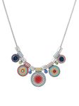 Yellow Chimes Latest Fashion Silver Plated Multicolour Circle Design Charm Locket Choker Necklace for Women and Girls, Silver, Multicolour, Medium