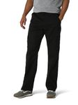 Wrangler Authentics Men's Relaxed Fit Cargo Pant, Black Twill, 34W x 32L