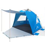 Brace Master Pop Up Beach Tent with Awning, Easy Setup Beach Shelter for 2-3 Person, UPF 50+ Anti UV Tent, Portable Carrying Bag