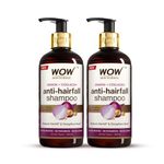 WOW Skin Science Onion Shampoo - 300 ml (Pack of 2) | Helps Control Hair Fall & Promotes Hair Growth | For Stronger Hair | With Red Onion Seed Oil Extract, Black Seed Oil & Pro-Vitamin B5