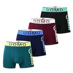 Trendy Boy Men’s Boxer Briefs UOMO Underwear with Premium Cotton Large Y Front – 4-Pack Multicoloured Italian Design Ultra Soft (1989, M)