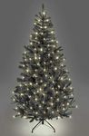 SHATCHI 4Ft-12Ft Pre-Lit Artificial Christmas Tree Alaskan Pine Black Tips Xmas Home Decorations Metal Stand Warm White/Multicolour LEDs, 6Ft/180CM